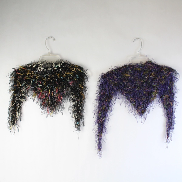 Lot of 2 Women's Fuzzy Multicolor Loose Knit Scarves