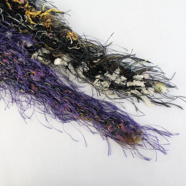 Lot of 2 Women's Fuzzy Multicolor Loose Knit Scarves