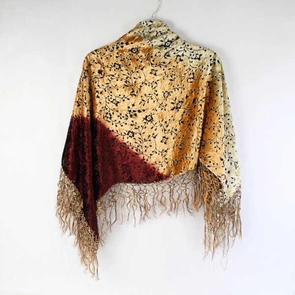 Sterling Styles Red Orange and Yellow Floral Cut Out Scarf Shawl