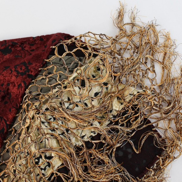 Sterling Styles Red Orange and Yellow Floral Cut Out Scarf Shawl