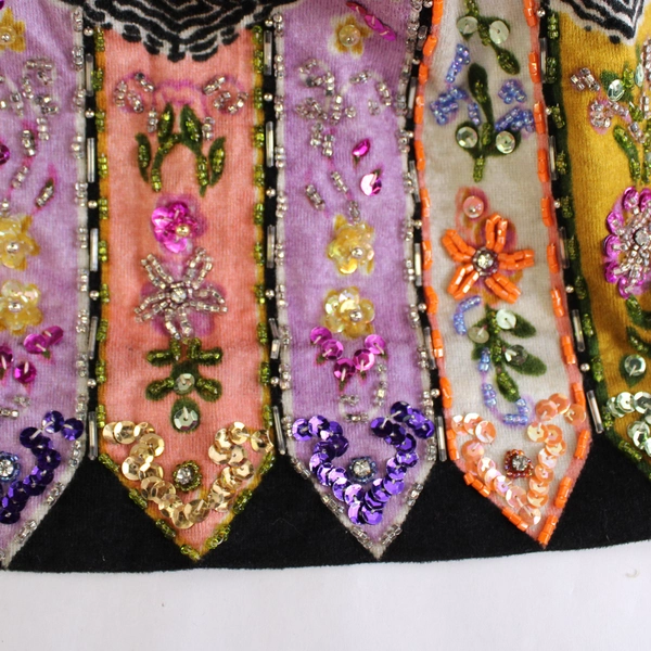 Mesh Bodice Empire Waist Beaded Sequin Multicolor Dress Women's Size 12