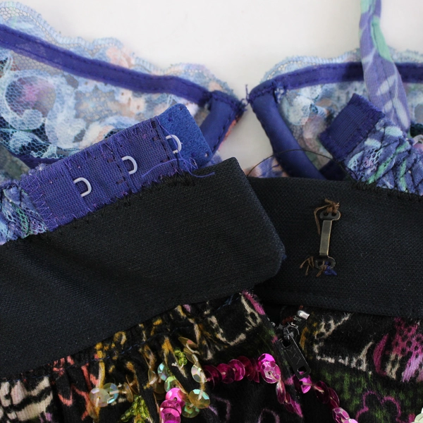 Mesh Bodice Empire Waist Beaded Sequin Multicolor Dress Women's Size 12