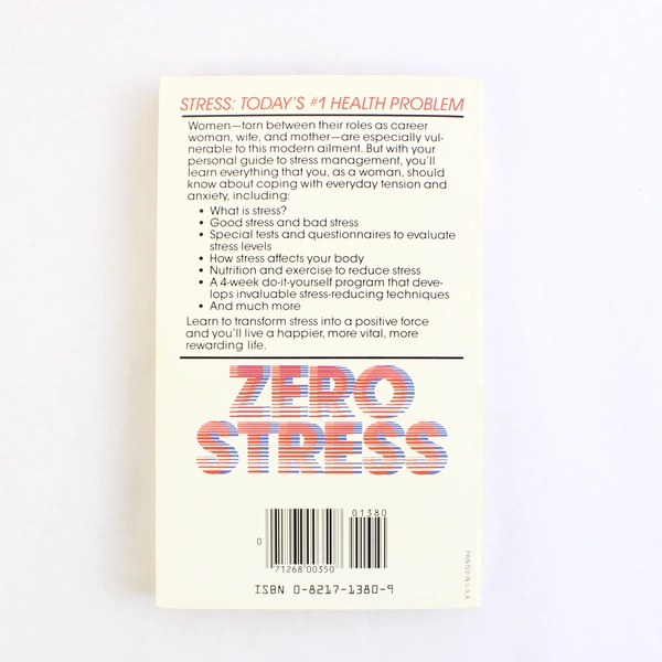 The Woman's Guide To Zero Stress by Dawn Sova 1984 Paperback First Printing