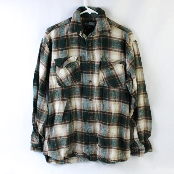 Canyon Guide Outfitters Men's Flannel Shirt Green Brown Size M Casual Style