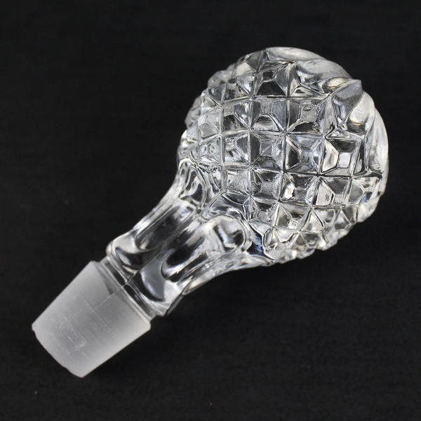 Cut Crystal Decanter Frosted Trapezoid Panels with Clear Circle Centers