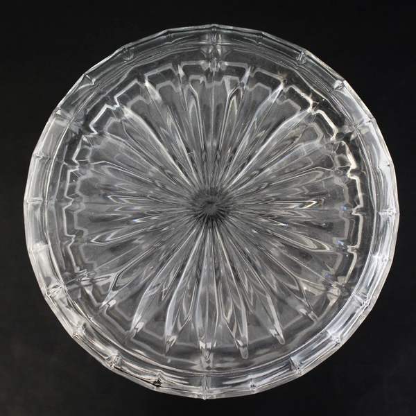Cut Crystal Decanter Frosted Trapezoid Panels with Clear Circle Centers