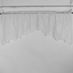 White Mesh Lace Floral Design Valance Curtain 74"
