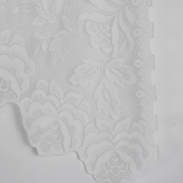 White Mesh Lace Floral Design Valance Curtain 74"