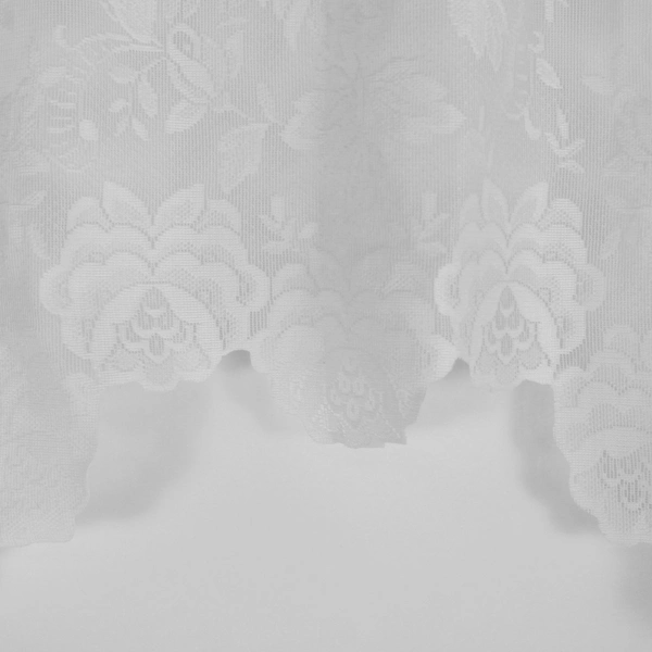 White Mesh Lace Floral Design Valance Curtain 74"