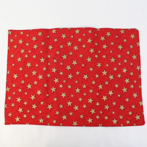 Set of 8 Unbranded Cloth Placemats Holly w/ Stars Red & Green 17" x 12.5"