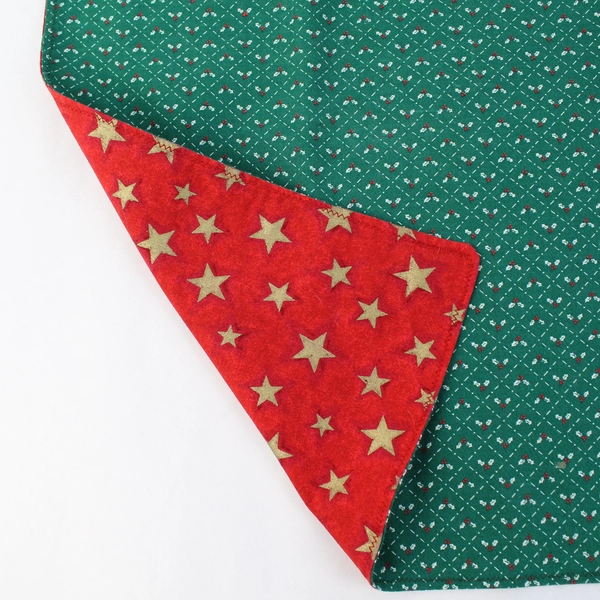 Set of 8 Unbranded Cloth Placemats Holly w/ Stars Red & Green 17" x 12.5"