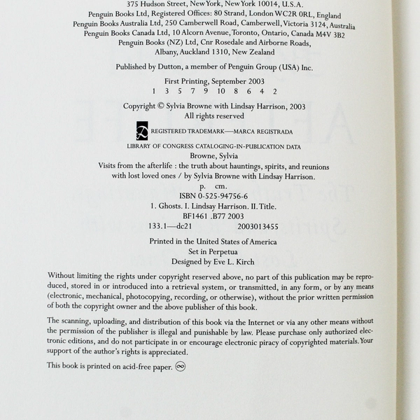 Visits from the Afterlife by Sylvia Browne HC Book with Dust Jacket 2003