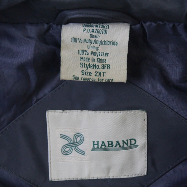 Vintage Haband Men's 2XT Dark Gray Rain Jacket with Pockets - Pre-Owned