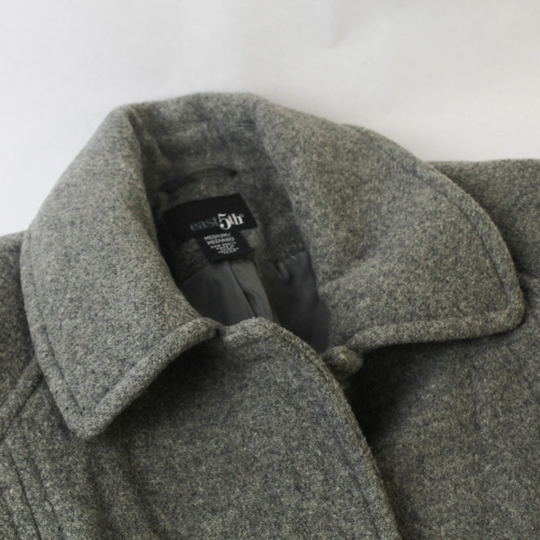 East 5th Women's Gray Wool Blend Overcoat Size M Button Front & Pockets