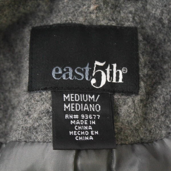 East 5th Women's Gray Wool Blend Overcoat Size M Button Front & Pockets