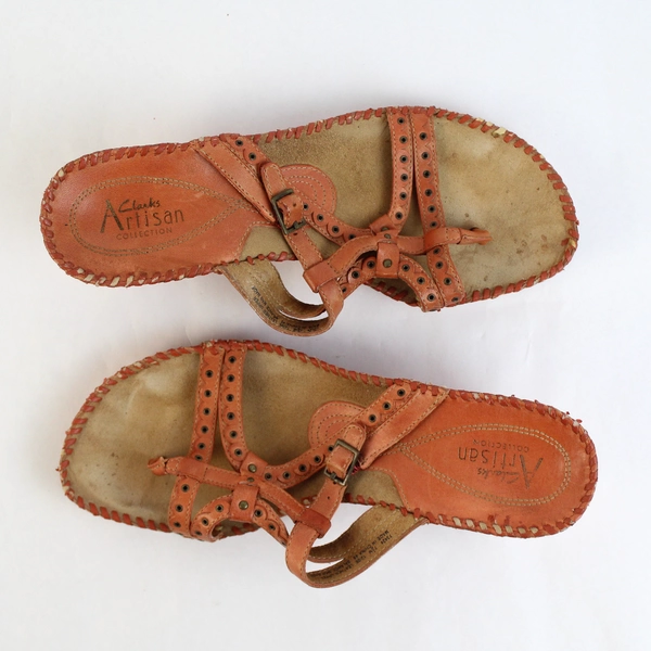 Clarks Artisan Collection Sago Orange Wedge Sandals Women's U.S. Size 7.5M