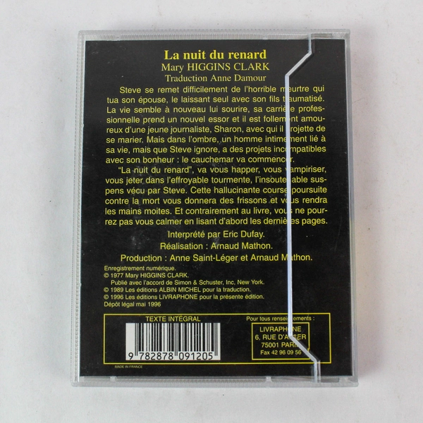 Mary Higgins Clark La Nuit Du Renard French Cassettes 1996 Livraphone