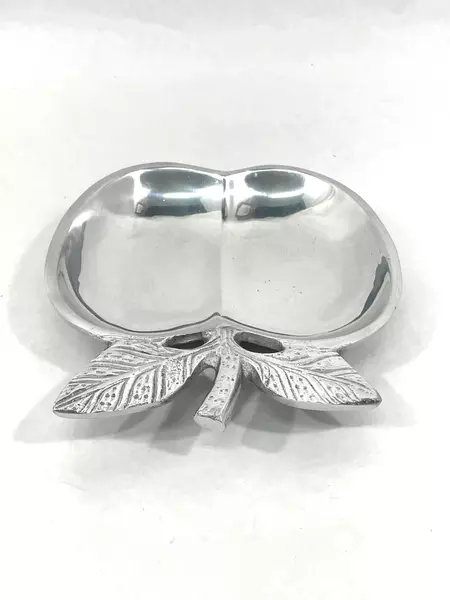 Vintage Silver Plate Divided Apple Candy Nut Dish - Collectible Decor