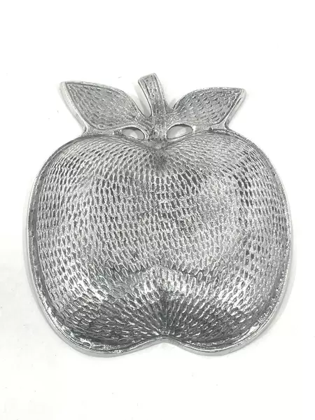 Vintage Silver Plate Divided Apple Candy Nut Dish - Collectible Decor
