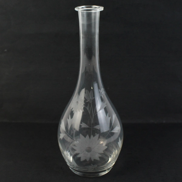Vintage Etched Floral Decanter With 6 Matching Glasses