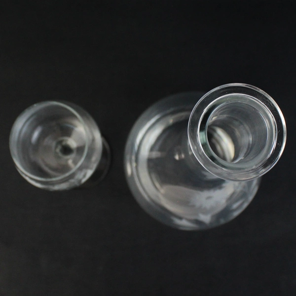 Vintage Etched Floral Decanter With 6 Matching Glasses