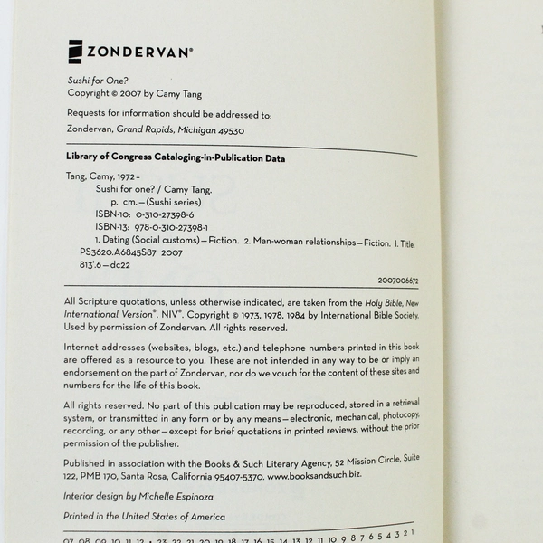 Sushi for One by Camy Tang 2007 Paperback Novel - Good Condition