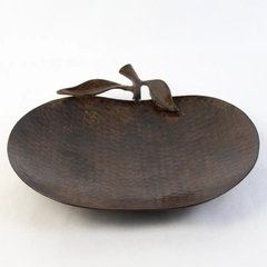 Brown Hanging Hammered Metal Apple Shaped Footed Tray 