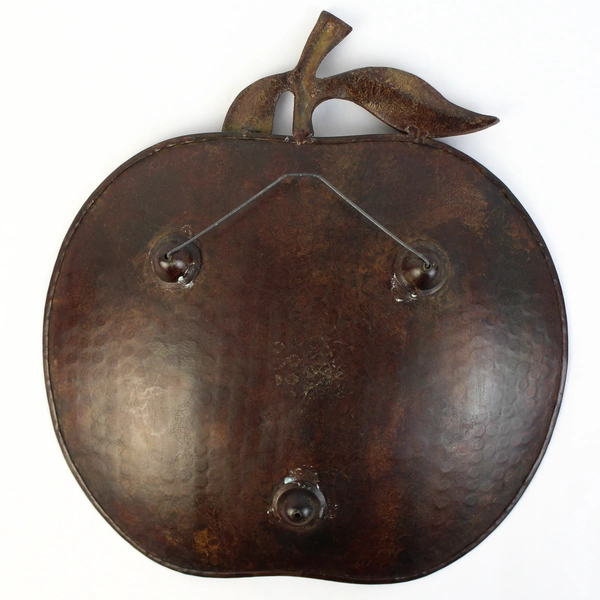 Brown Hanging Hammered Metal Apple Shaped Footed Tray 