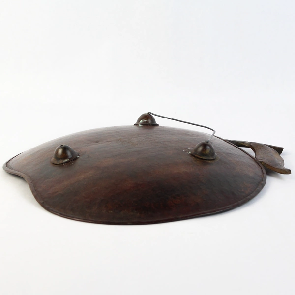 Brown Hanging Hammered Metal Apple Shaped Footed Tray 
