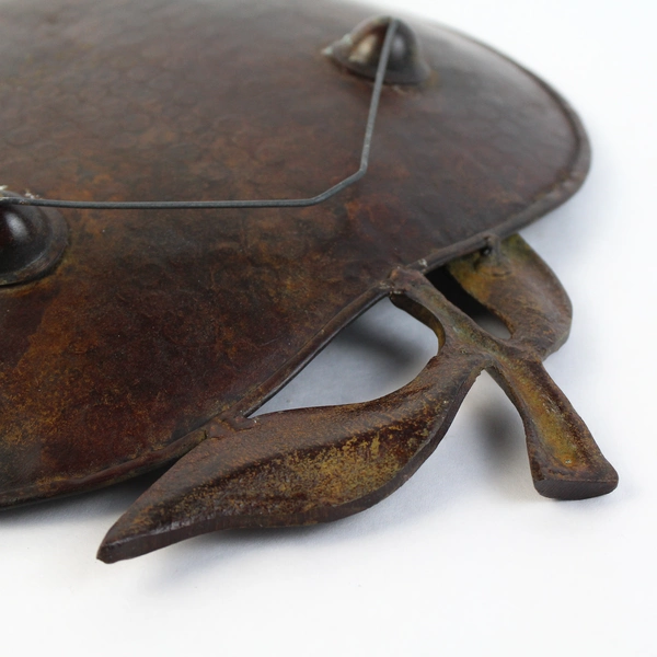 Brown Hanging Hammered Metal Apple Shaped Footed Tray 