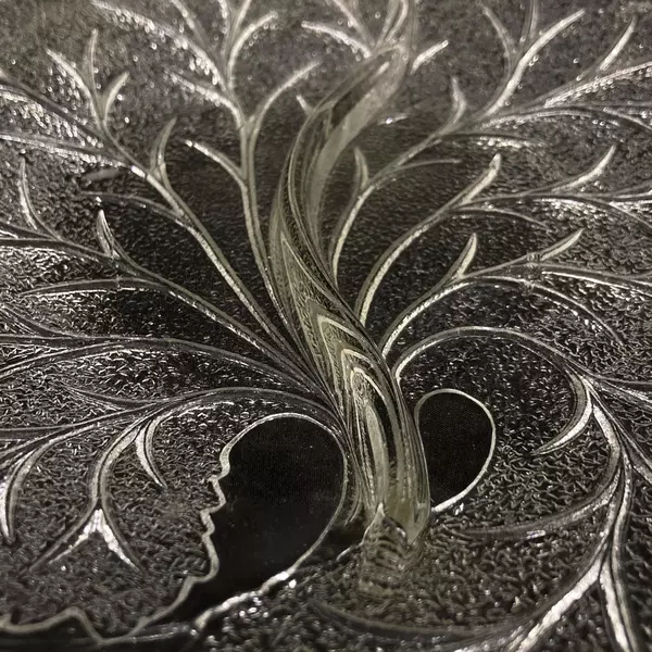 Vintage Indiana Glass Pebble Leaf Divided Relish Dish 10" Tree Pattern