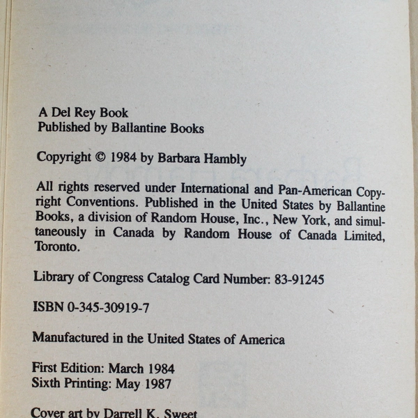 Vintage Lot Of 2 Barbara Hambly Fantasy Novels Del Rey Paperback