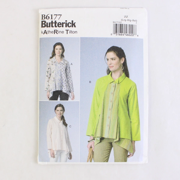 Butterick 6177 Misses Shirt Loose Fit Collared Shirt L XL 2XL Size 16-26 Uncut