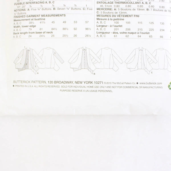 Butterick 6177 Misses Shirt Loose Fit Collared Shirt L XL 2XL Size 16-26 Uncut