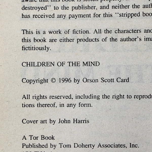Children Of The Mind by Orson Scott Card Ender Series 1997 Tor Books Paperback
