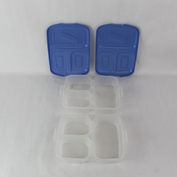 Lot of 2 Prism 3-Section Lunch Food Storage Containers with Lids - Pre-Owned