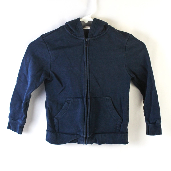 H&M Boys' Zip Up Hoodie Navy Blue 4-6Y Pre-Owned Cozy Sweatshirt