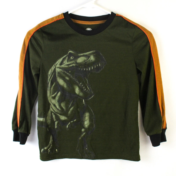 Wonder Nation Boys' Medium 8 Green T-Rex Dinosaur Pajama Top - Pre-owned