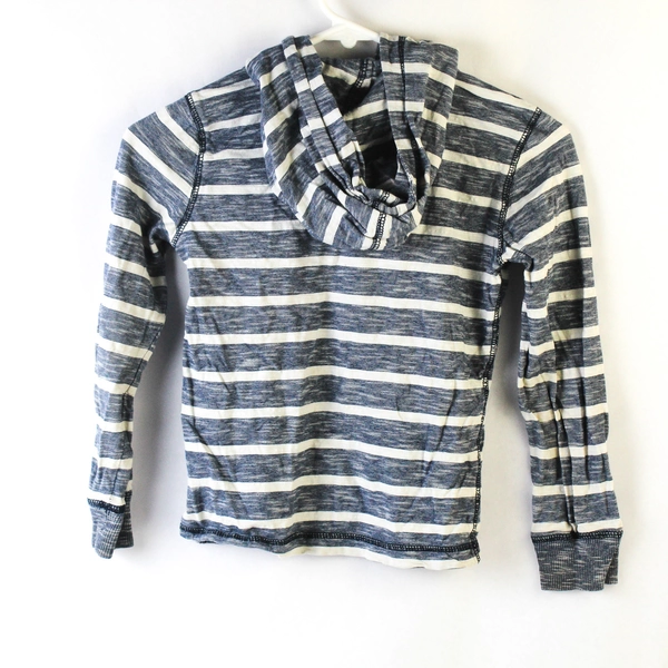 H&M Boys' Hoodie Shirt 6-8Y Blue White Striped Good Condition
