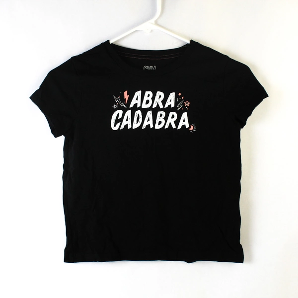 Gymboree Kids' Medium 7-8 Black Abra Cadabra Graphic T-Shirt 100% Cotton