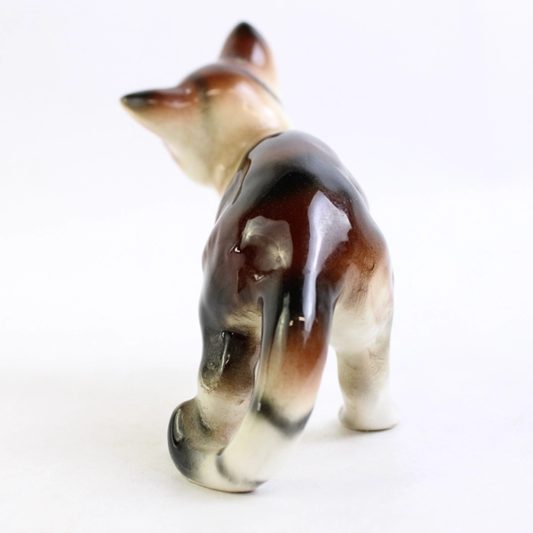 Vintage Brown And White Ceramic Cat Figurine From Japan