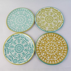Set of 4 Mudhut Colorful Melamine Salad Plates 8.5"
