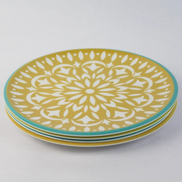 Set of 4 Mudhut Colorful Melamine Salad Plates 8.5"