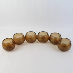 Lot of 6 Hobby Lobby Brown Glass Tea Light Candle Holders