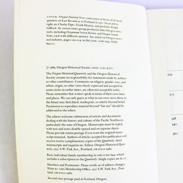 Lot of 2 Oregon Historical Quarterly 1989 Summer Fall Vol 90 No 2 & 3