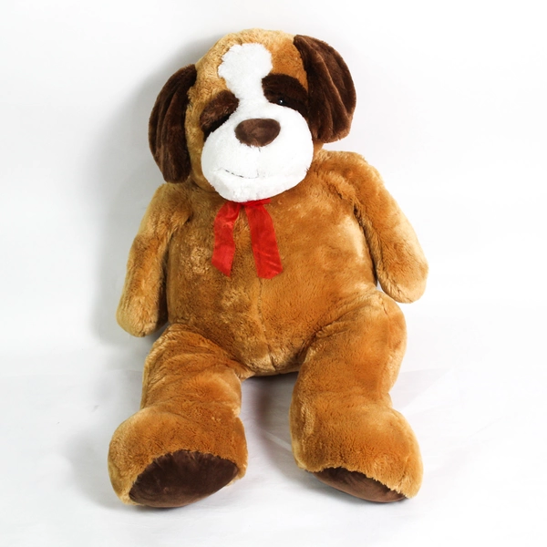 2014 Kelly Toy Stuffed Dog Large 30" Brown Dog Animal Brown Eyes Red Ribbon