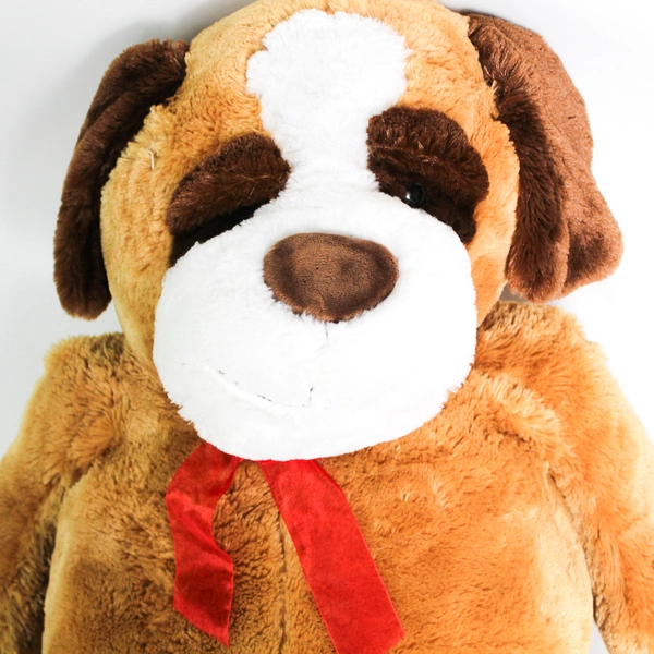 2014 Kelly Toy Stuffed Dog Large 30" Brown Dog Animal Brown Eyes Red Ribbon