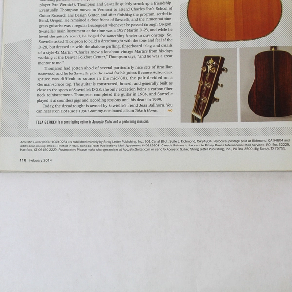 Acoustic Guitar Magazine Feb 2014 The Milk Carton Kids Good Condition