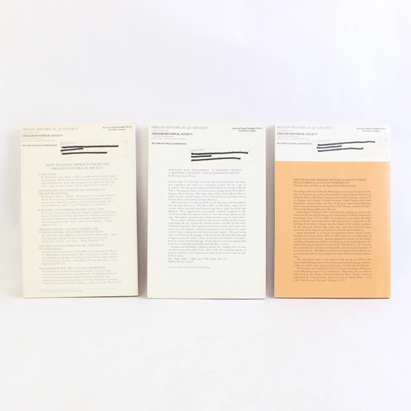 Lot of 3 Oregon Historical Quarterly 1985-1986 Vol 86-87 2-3 Summer Fall 