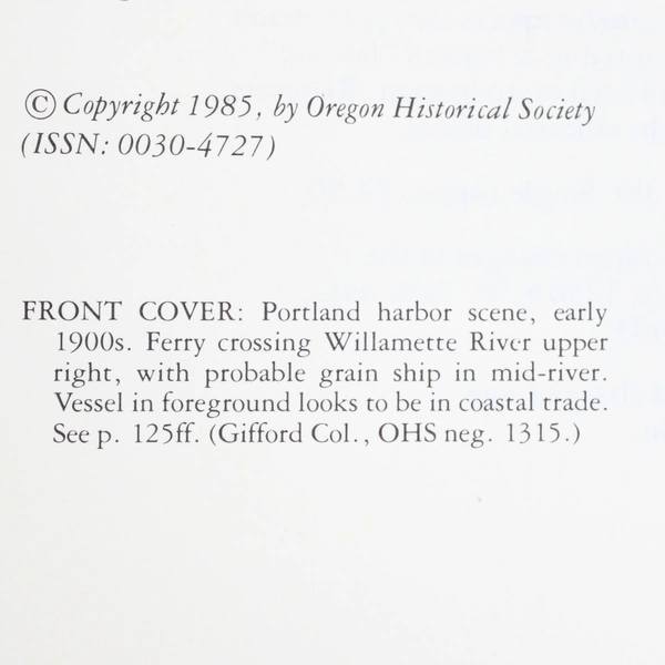 Lot of 3 Oregon Historical Quarterly 1985-1986 Vol 86-87 2-3 Summer Fall 